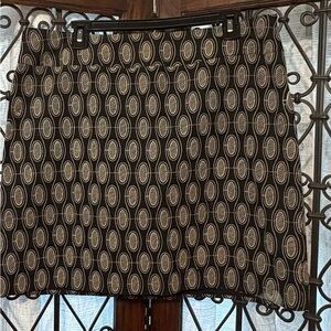 LOFT Black and Brown Patterned Midi Skirt